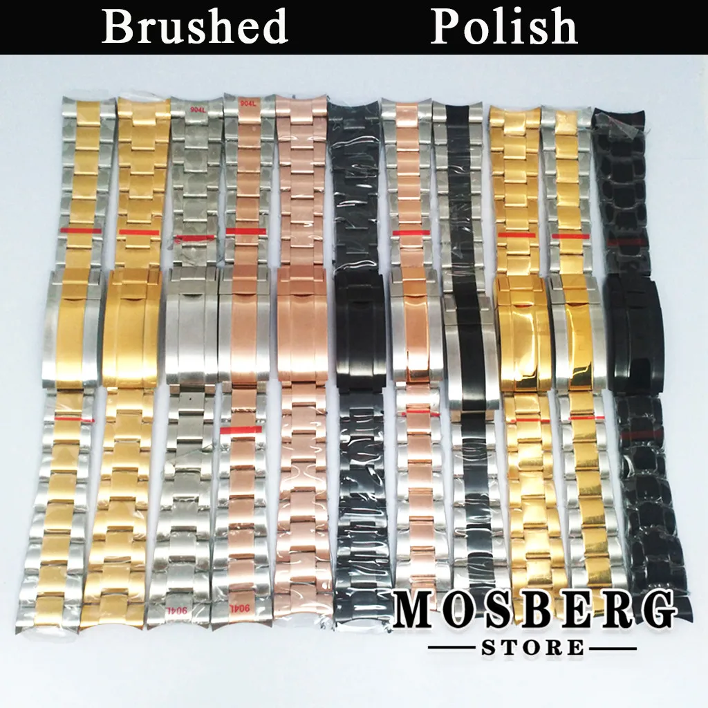 20mm Watch Strap Glide Lock Clasp 904L Stainless Steel Silver Rose Gold Fit Watches Case Accessories Parts