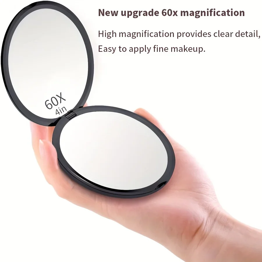 60X Portable Makeup Mirror Travel Magnifying Double-sided Folding Vanity Mirror High Definition Glass