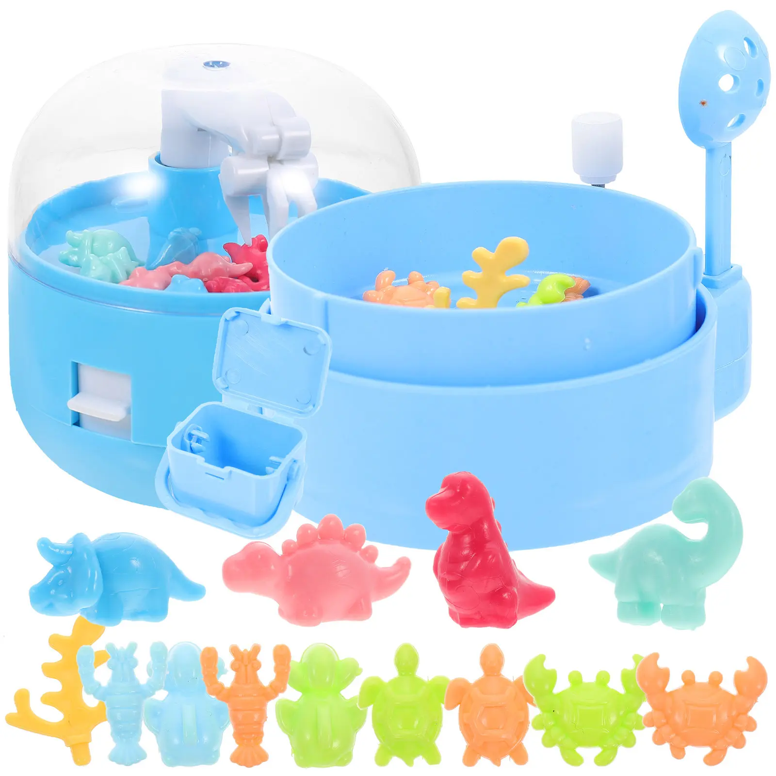 2Pcs Wear Resistant Claw Machine for Kids Cartoon Design Dinosaur Fish Catcher Promotes Creativity Hand Skill Visual Interest