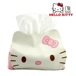 Hello Kitty KT Kawaii torebka na chusteczki PU Cartoon Anime pudełko na chusteczki do samochodu salon rysunek pudełko na gazety serwetnik pulpitu nowy