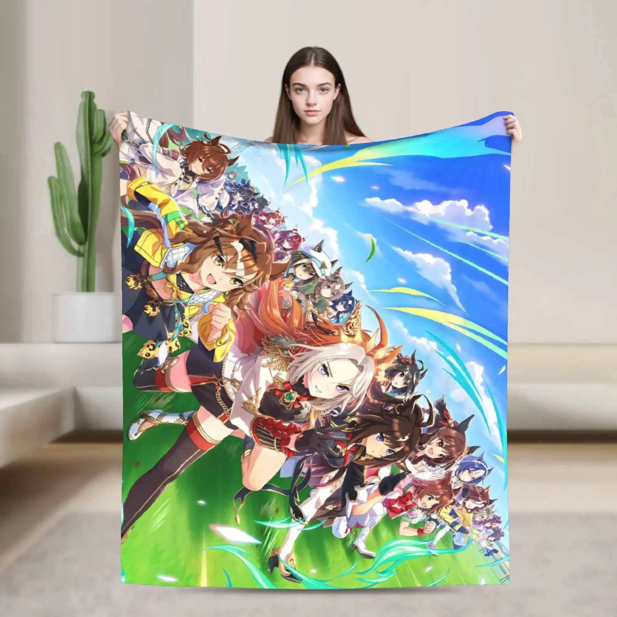 Uma Musume Pretty Derby Blankets Cartoon Anime Flannel Funny Warm Throw Blanket for Coverlet Textile Decor