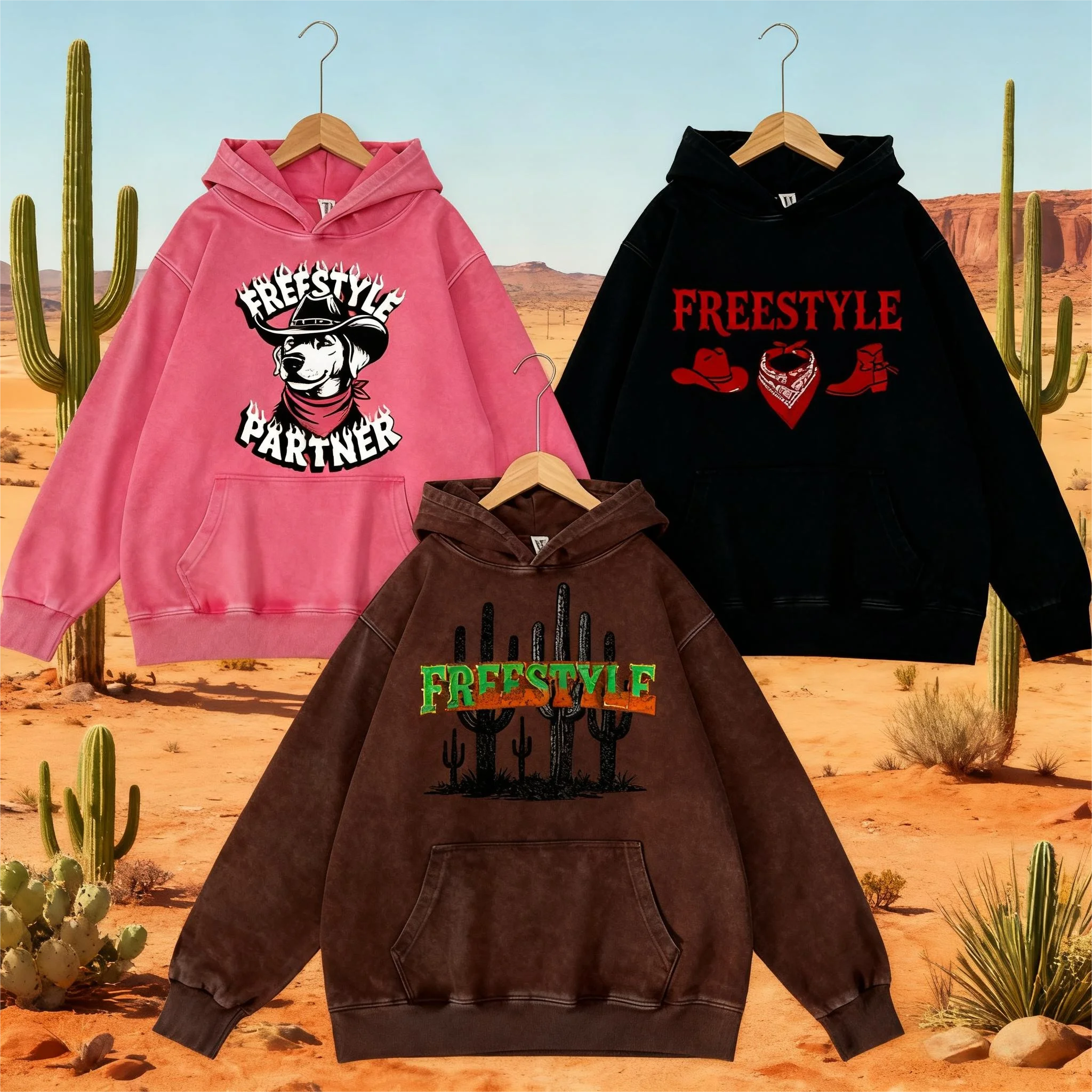 خمر غسلها القطن هوديي مخصص طباعة البلوز شخصية الرسم السترة | أسلوب رعاة البقر | للجنسين | ارتداء اليومي | فضفاضة تناسب #1