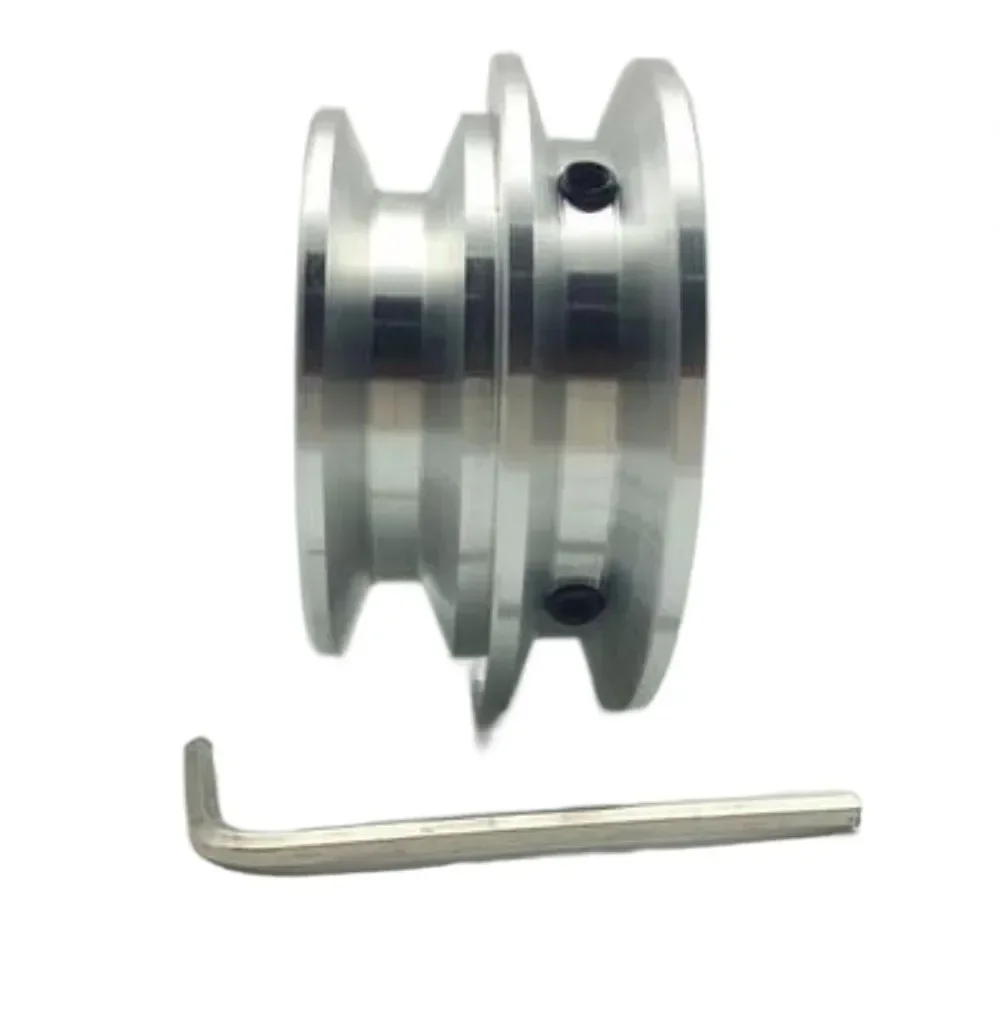 yesDiameter:40mm  Inner Hole:8mm Aluminum Alloy A-type Double Groove Pulley B Spindle Motor Belt Drive Wheel Diy V-belt