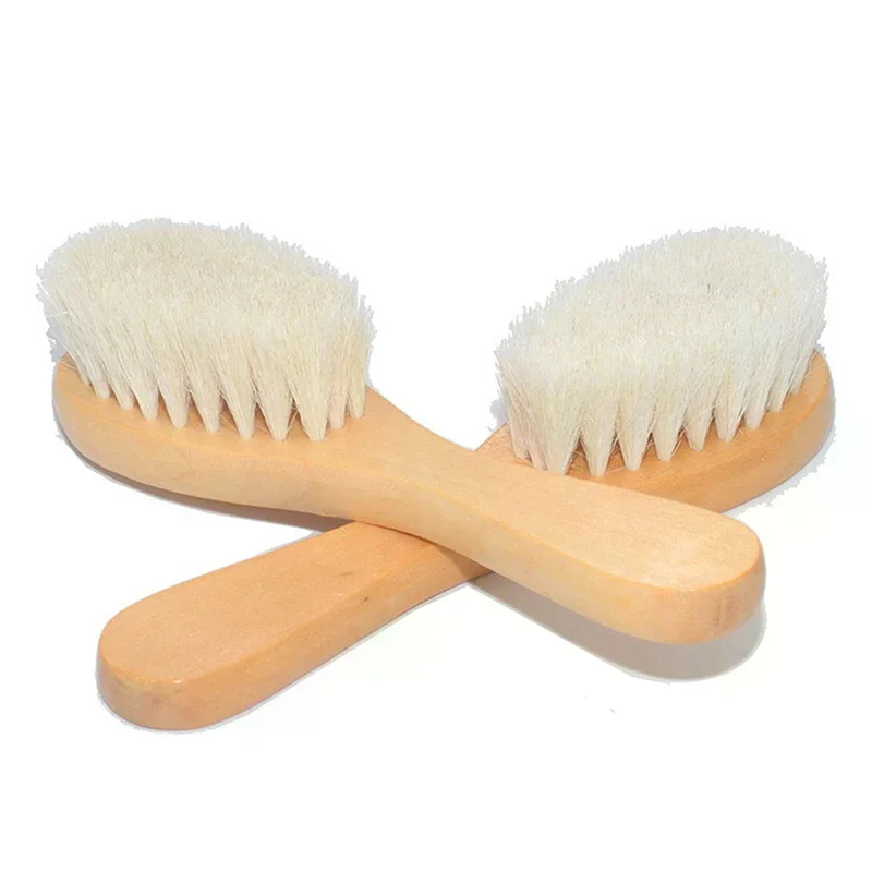 Baby Care Pure Natural Wool Baby Wooden Brush Comb Brush Baby Hairbrush Newborn Hair Brush Infant Comb Head Massager