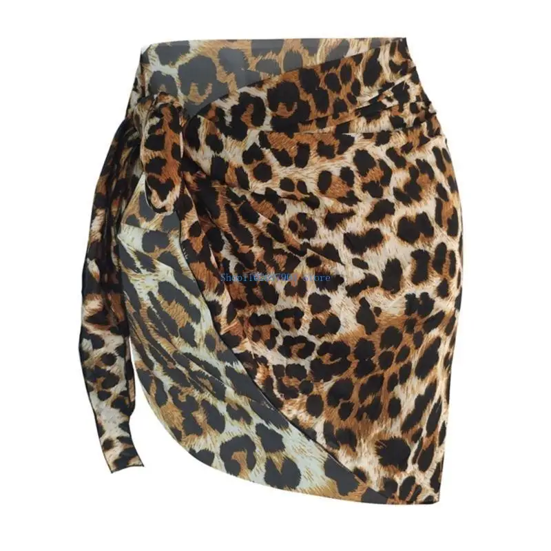 N7YF Women Beach Sarong Bathing Suit Wrap Skirt Leopards Print Swimsuit Cover Ups for Swimwear