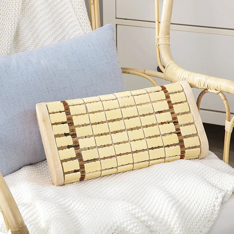 Atmungsaktives Nackenschutzkissen aus massivem Holz mit Bambusmaserung, rechteckig, kühles Nickerchen, Sommer-Hohldesign für den Haushaltsgebrauch von Studenten