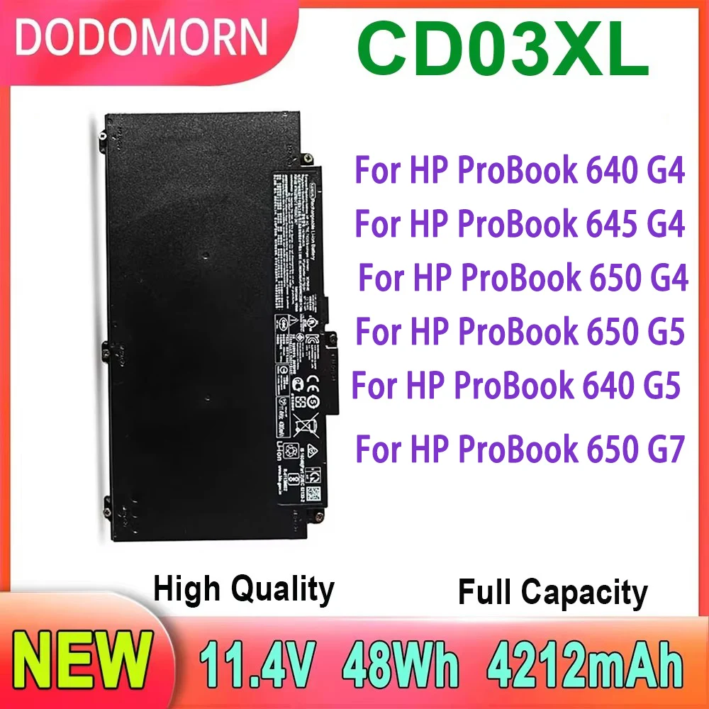 DODOMORN Laptop Battery For HP ProBook 640 645 650 G4 G5 G7 Series High Quality 4212mAh 48Wh 11.4V 2-year warranty