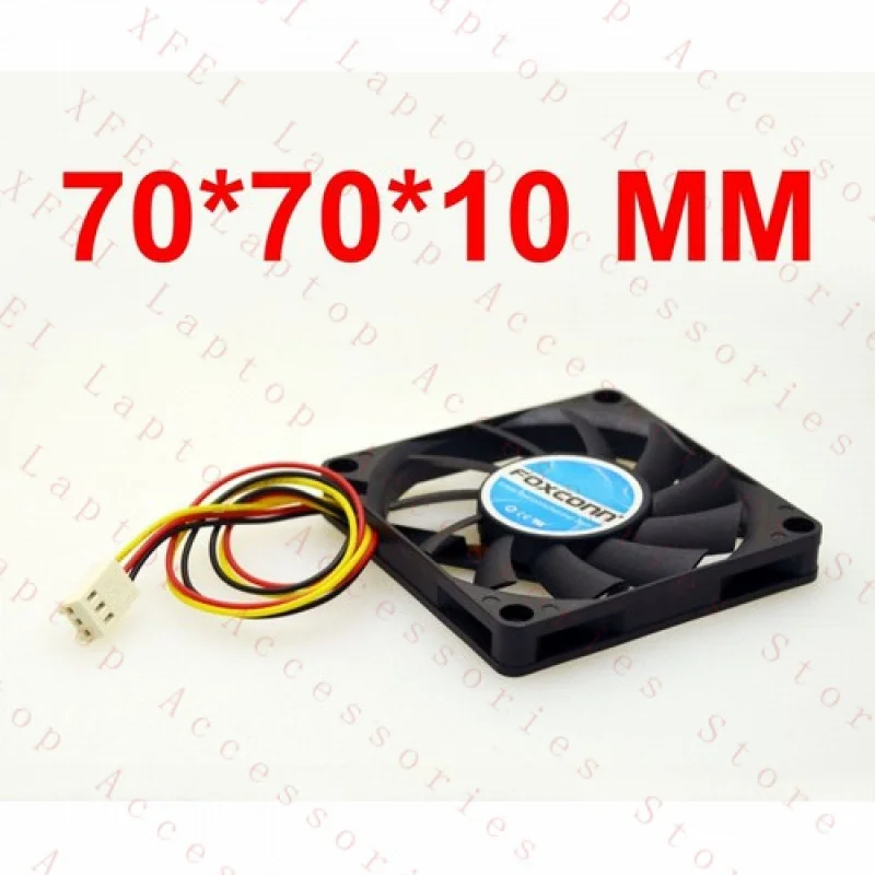 F 12V for Foxconn 70x70x10MM Low Profile 3-Pin Computer Cooling Fan (RPM Sensor)