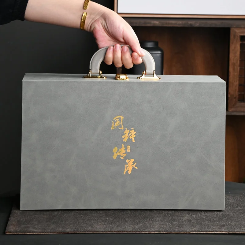 Kung Fu tea set, complete set, household ceramic, Ge kiln style, gift box, a complete gift set
