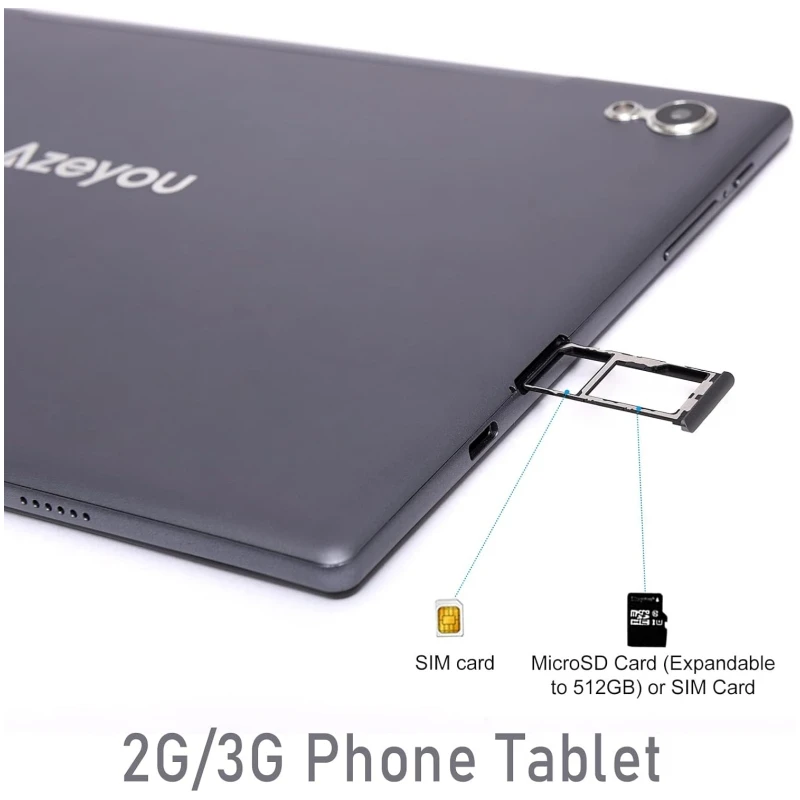 2025 nouveau AT1011 10.1 "Android 11 4G tablettes d'appel téléphonique 2GB RAM 32GB ROM SC7731 Quad-Core 1.3GHz CPU 6000mAh 1280*800 IPS type-c