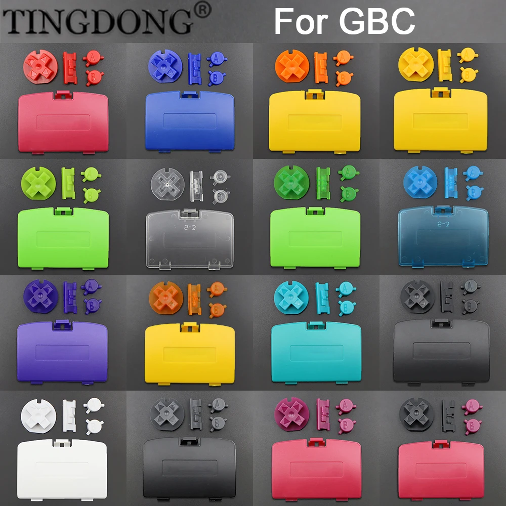 1 Set Suitable For Game boy color Button Shell & Battery Cover For GBC Color Buttons GBC Game replacement Button Kit DIY Color