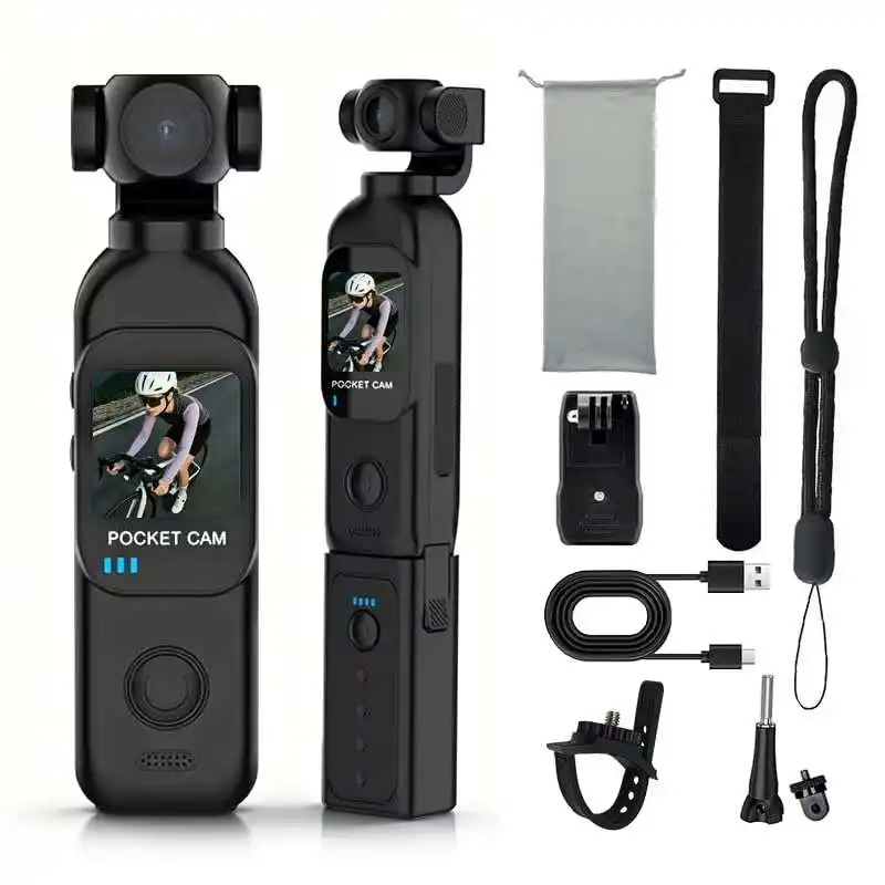 

4K HD Handheld Action Camera 270° Rotatable Lens Portable Pocket Cam Vlog Video Recorder for Travel Daily Vlog Content Creation