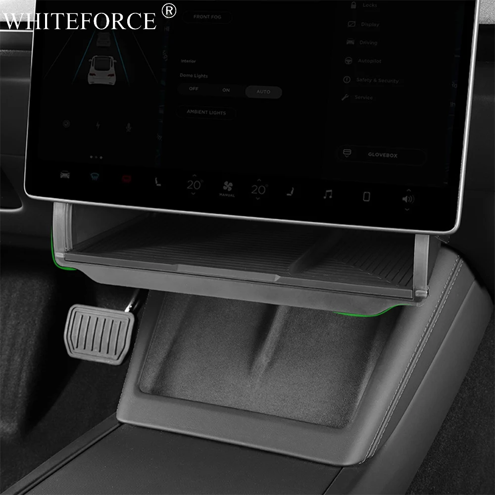 Dla Tesla Model Y Juniper Ukryty schowek pod ekranem Model 3/Y 2021-2025 Za ekranem Organizer do przechowywania konsoli środkowej