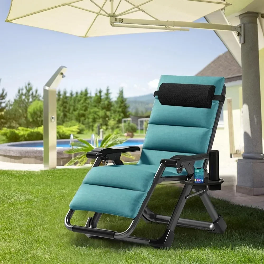 Zero Gravity Chair, Outdoor Lounge Chairs Sun Loungers with Removable Cushion,Headrest,Cup Holder