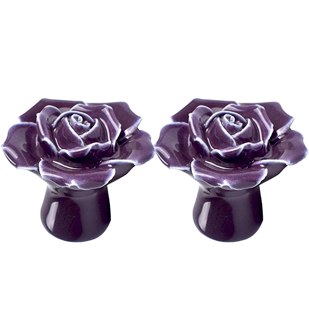 

2pcs Rose Cabinet Rose Door Knob Ceramic Pull Handle Drawer Door Knobs Pull Handles Furniture Hardware Porcelain Wardrobe