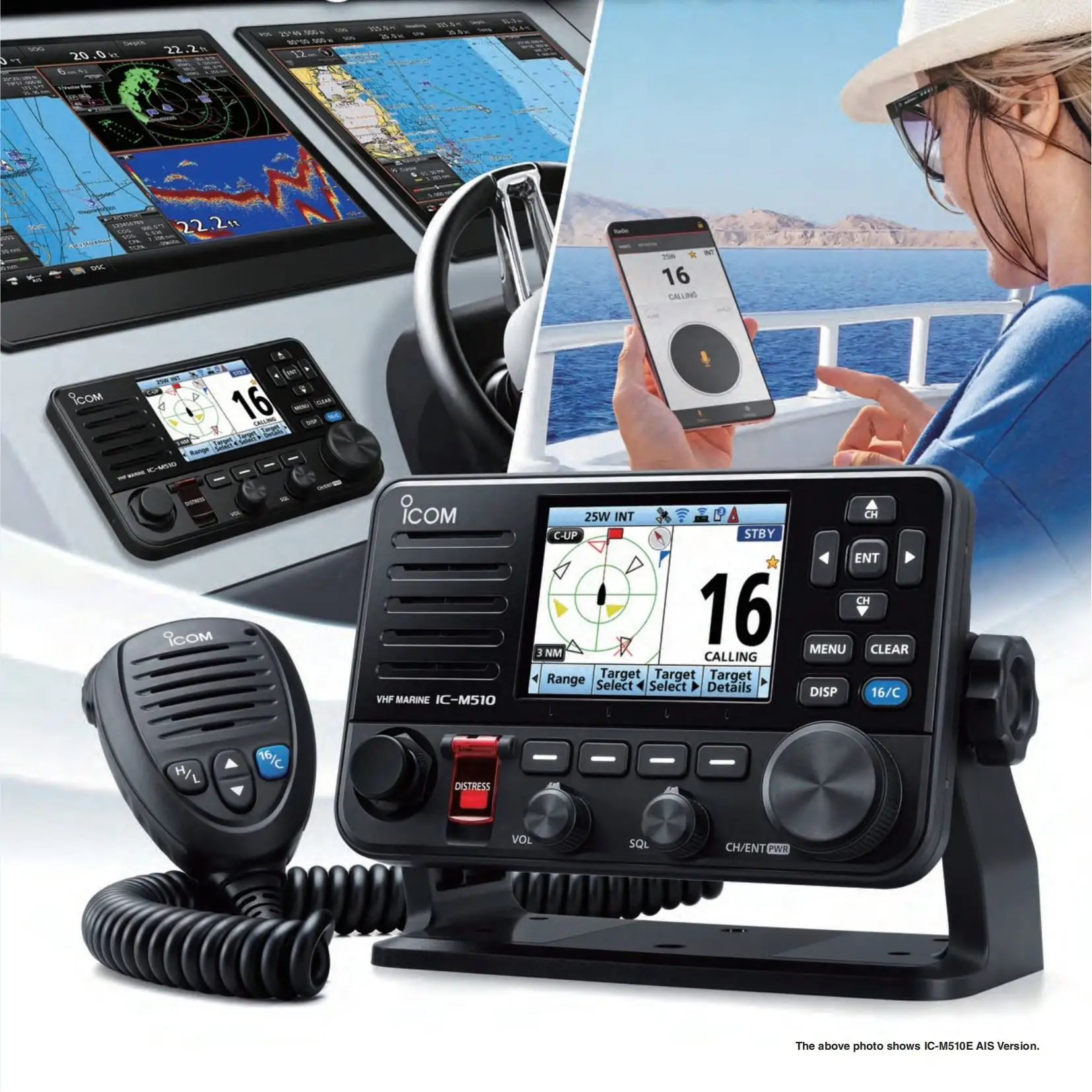 IC-M510E-AIS VHF Marine Transceiver | 25W GPS/DSC/AIS | EVO Series Fixed-Mount Radio for Marine Communication