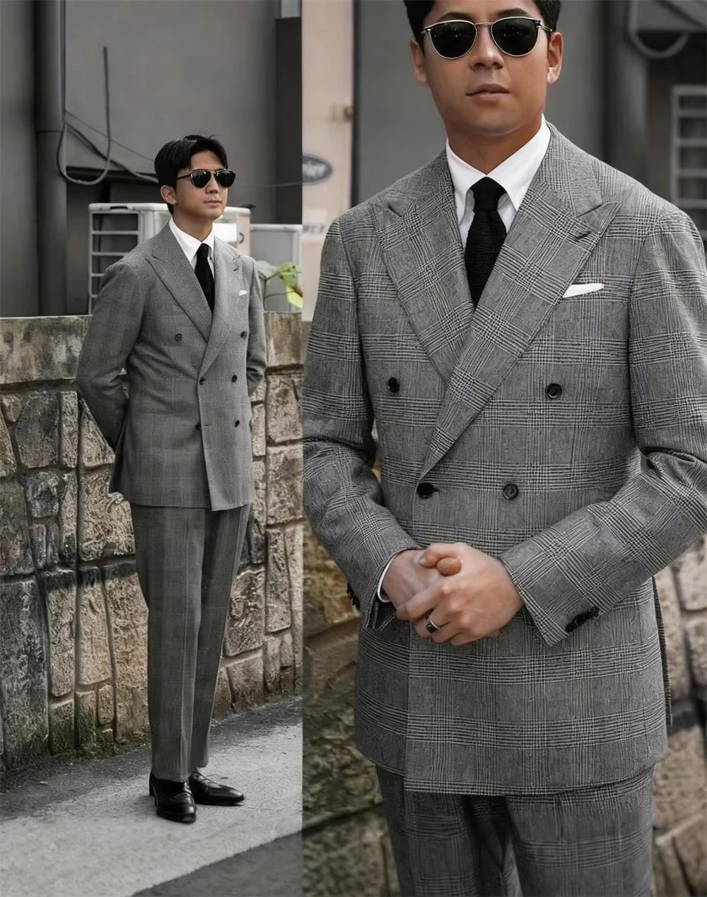 

British style patterned men's suit 2-piece set（Jacket+Pants) Double row business Blazers Banquet men's and groom wedding attire