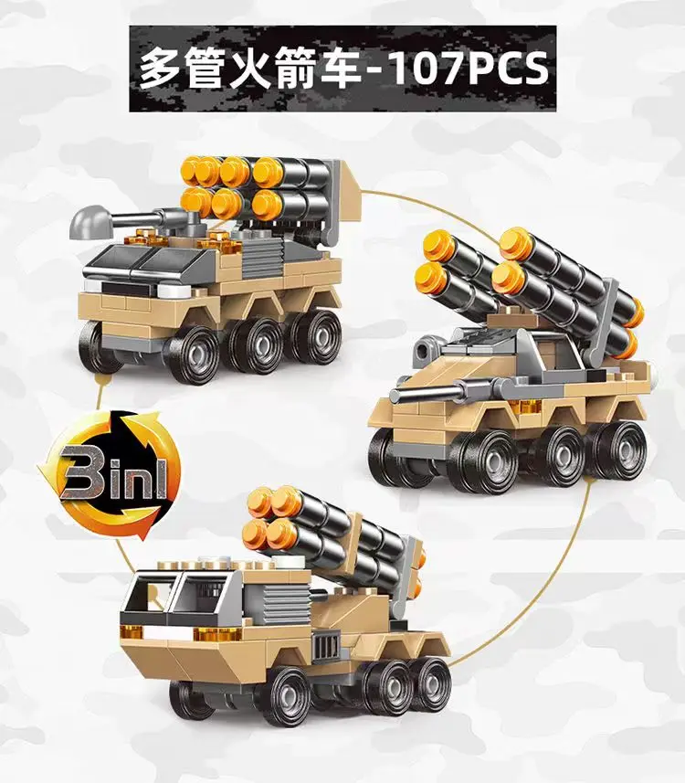 Newest 1028pcs World War 2 Military Vehicle Tank 8in1 Airplane Truck Model Building Block DIY Brick Kids Construction Toys Gifts