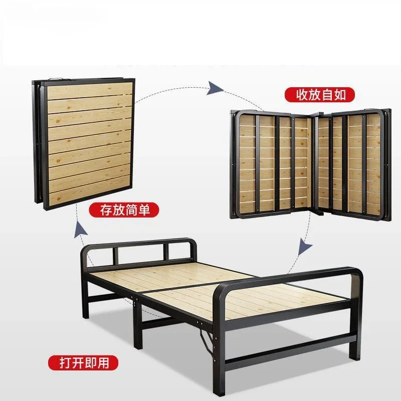 Convenient Folding Bed with Hard Board Mobile Single Ideal Extra Accommodation Emergency Beds & Furniture Sleeping People Wooden