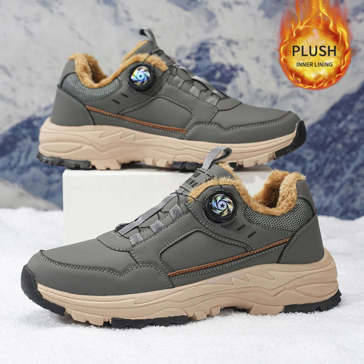 Herren-Sportschuhe in großen Größen mit Plüsch-Innenfutter, Outdoor-Wanderschuhe, bequeme, lässige, modische Trainingsschuhe für Paare – Detail 7