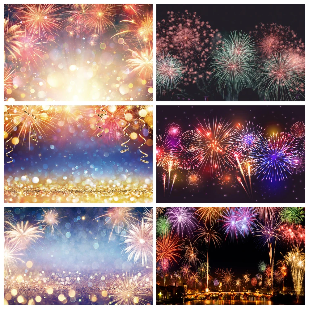 

Happy New Year Backdrop Colorful Celebrate Birthday Portrait Decor Family Party Photography Background Studio ﻿