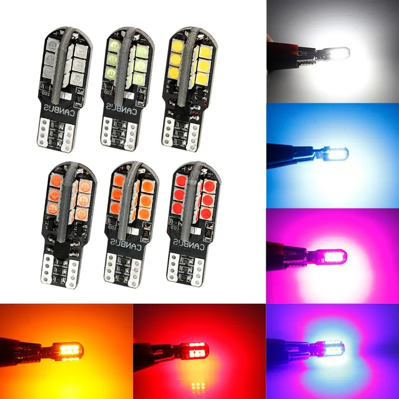 50PCS T10 LED Bulb CANBUS W5W 194 3030/24smd 12V Car Interior Reading Lamp Clearance Lights License Plate Bulbs Dome Signal