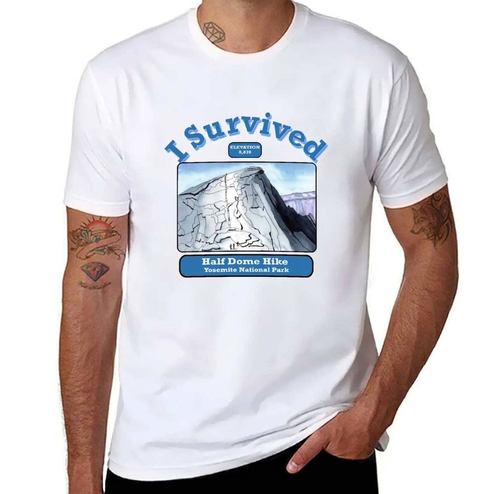 

I Survived Half Dome Hike T-Shirt man t shirt graphic t shirts for man cotton soft T-Shirt