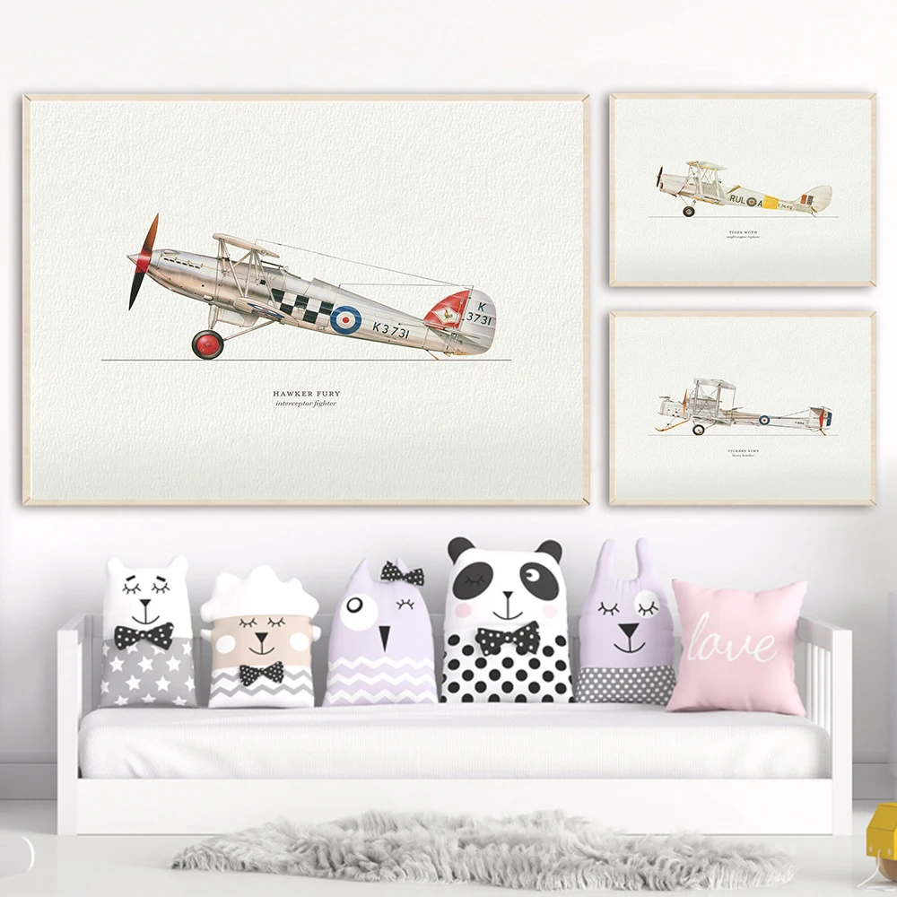 Airplane Lover Gift Wall Art Vintage Plane Collection Poster Aviation Pilot Aircraft Print Boys Kids Playroom Nursery Decoration