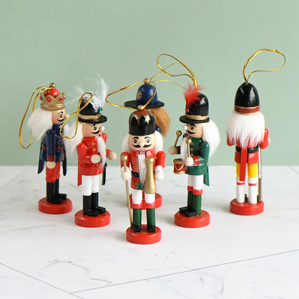

6 Pcs Nutcracker Soldier naments Wooden Xmas Tree Decorations Hanging Pendants Holiday Supplies Christmas Layout Accessories