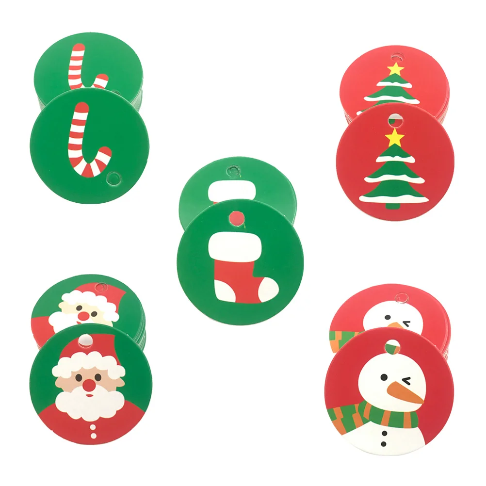 

100PCS Christmas Hanging Tag Christmas Theme Pattern Tags for Gift DIY Xmas Present Wrap and Label Package