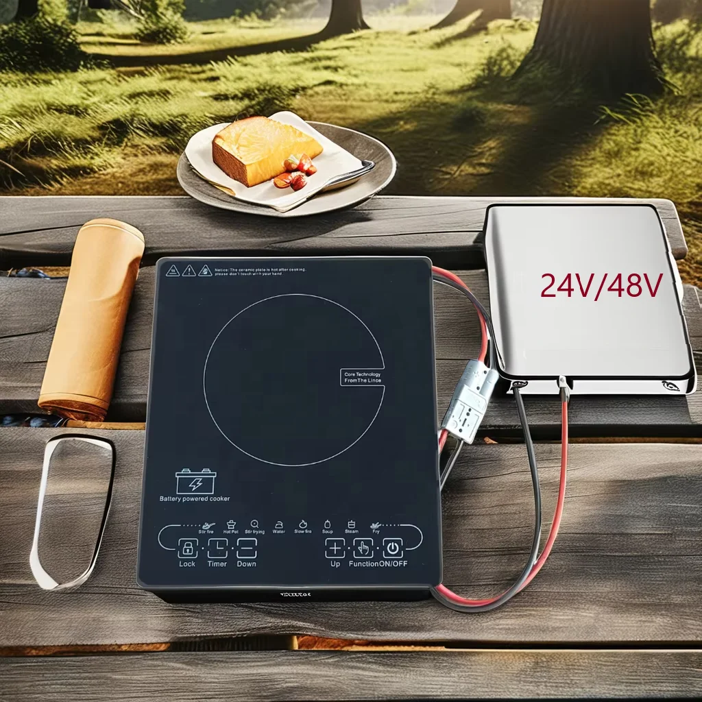 Newest Single 24V 48V Solar DC Induction Stove Battery-Powered Drop-In Desktop Design for Indoor/Outdoor Use Hotels for US