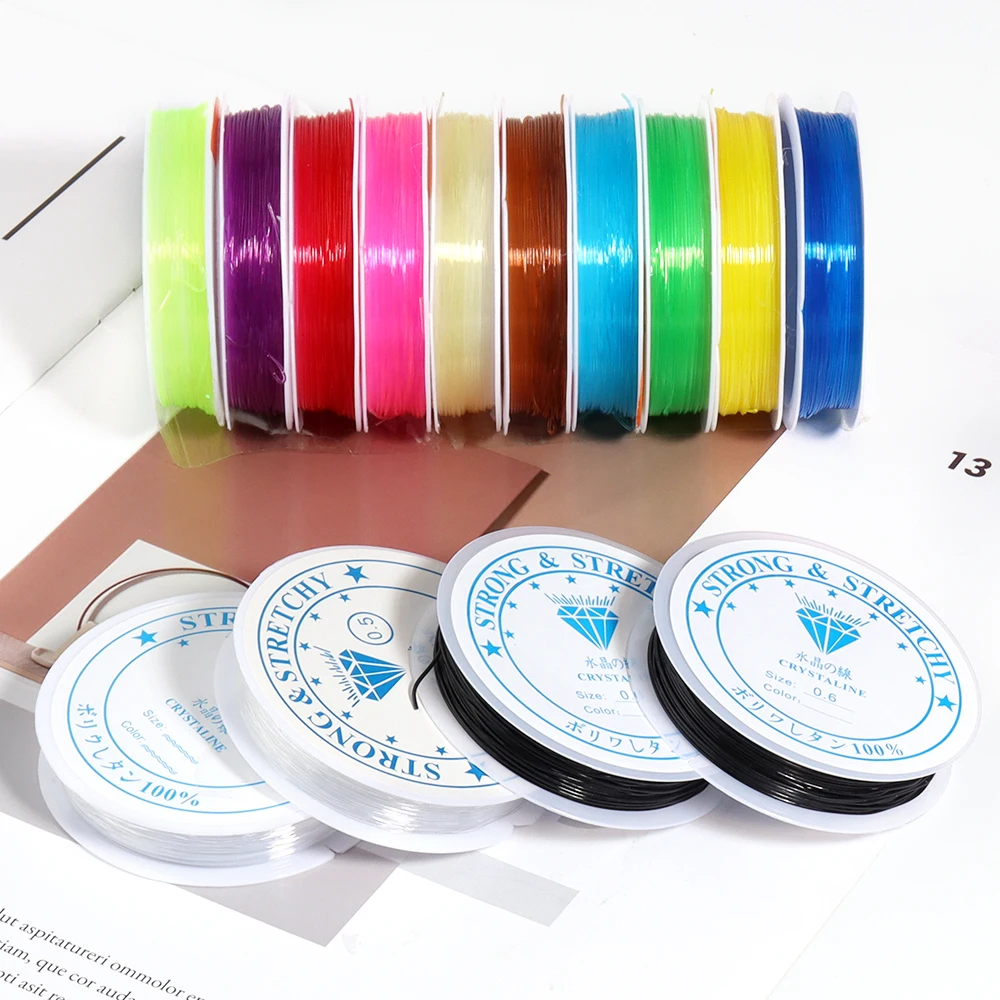 

0.6-1mm Elastic Thread Round Crystal Line Nylon Rubber Stretchy Cord Elastic Rope for Ornament Making Beading Supplies