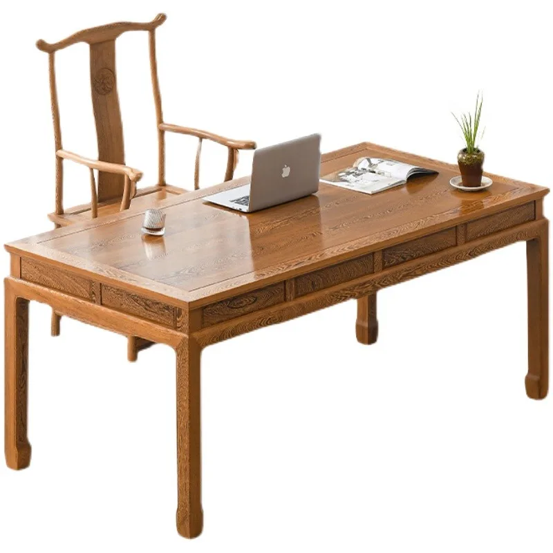 Chicken wing wood desk new Chinese calligraphy table with drawers solid wood writing desk mahogany desk log picture case simple