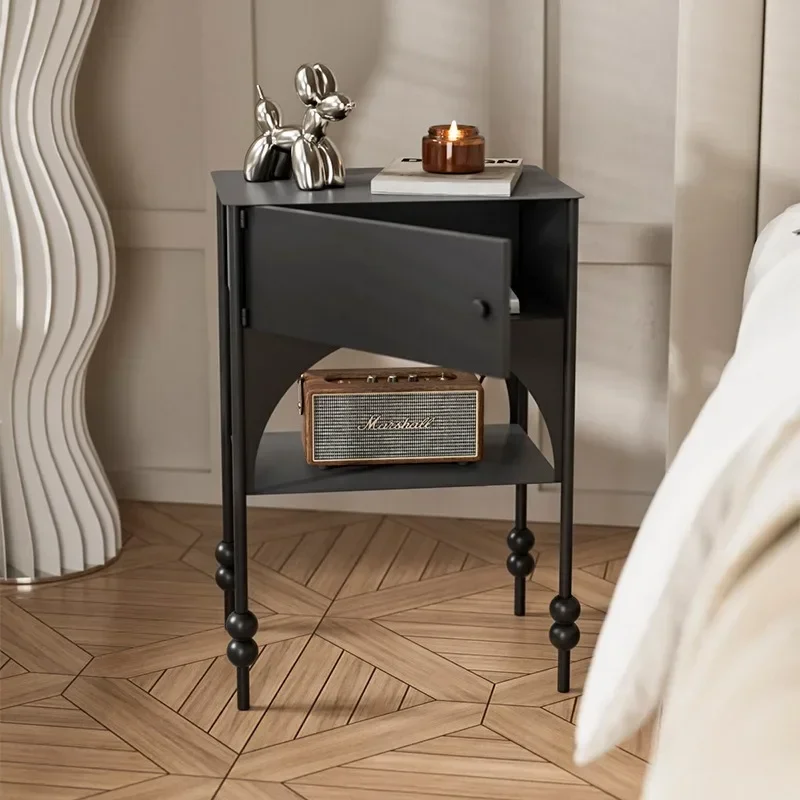 

Bedroom Bedside Table Small Apartment Sofa Side Several Home New Simple Black Narrow Side Cabinet Retro Personality Shelf