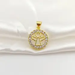 Goudkleurige Ronde Engelenvleugels Holle Bedels Voor Ketting Armbanden Oorbellen Cz Geplaveid Fee Hanger Diy Sieraden Accessoires Geschenken
