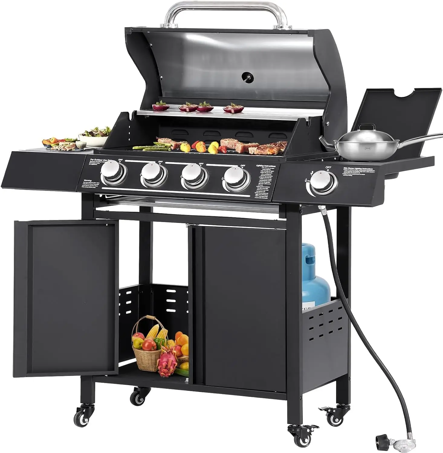 MAGIC UNION 4-Burner Propane Gas BBQ Grill (Black)