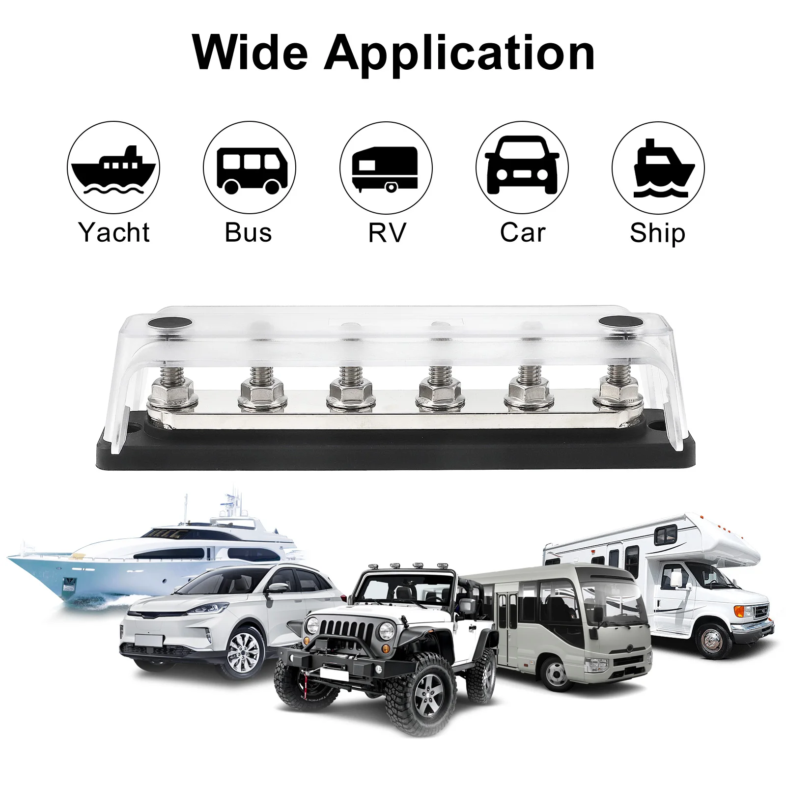 Boîte de barres omnibus avec couvercle, nuit de distribution d'alimentation rapide, voiture 250-300A, 12-48V, DC M8, bateau, camions marins, montres