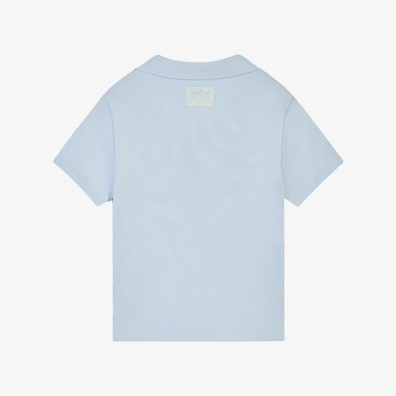 Puma genuine new women's light blue slim fit ribbed zipper short sleeved polo shirt 637466-68