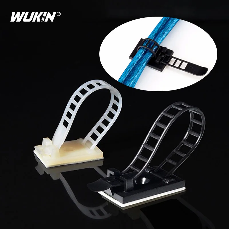 5PCS White/Black Nylon Self Adhesive Cable Clips CL-1 CL-2 CL-3 Mount Wire Clamp Line Tie Fixed Adjustable Fasten Wiring Base