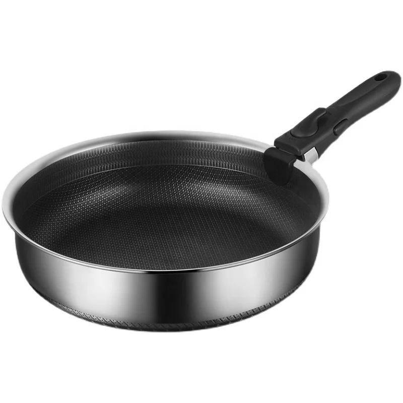 

Оптовая продажа с фабрики антипригарная сотовая сковорода 316, сковорода из нержавеющей стали Triply со съемной ручкой