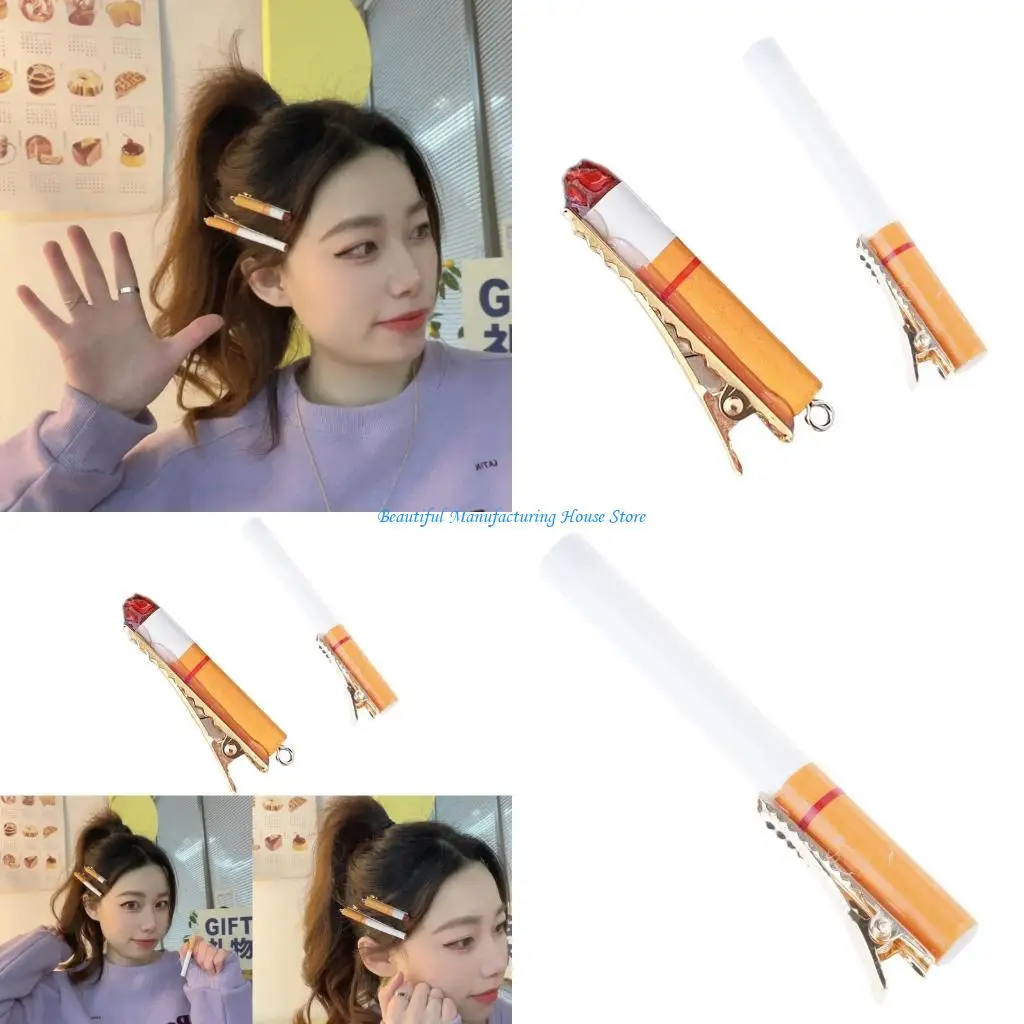 

E56A Cigarette Hair Clip Resin Hairpins Small Hair Clamps Barrettes for Styling