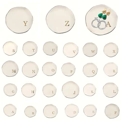 26 Initial Letter Ring Dish Jewelry Tray Wedding Souvenir Engagement Gifts for Women Friends Sister Ceramic Plates New 2024