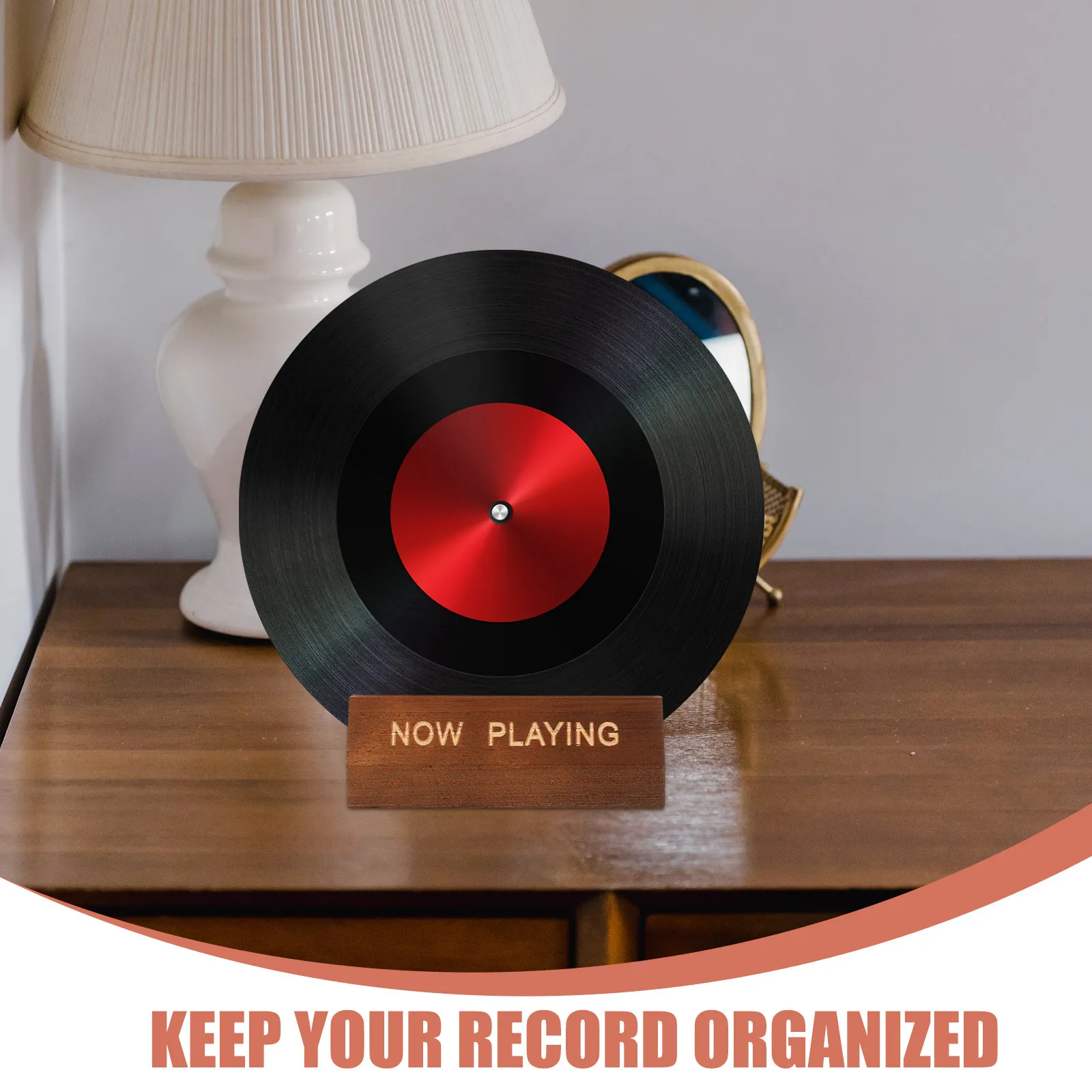 Wood Vinyl Record Display Rack Desktop Record Holder for Vinyl Albums Books Magazines Documents Neat Minimalist Home Decor