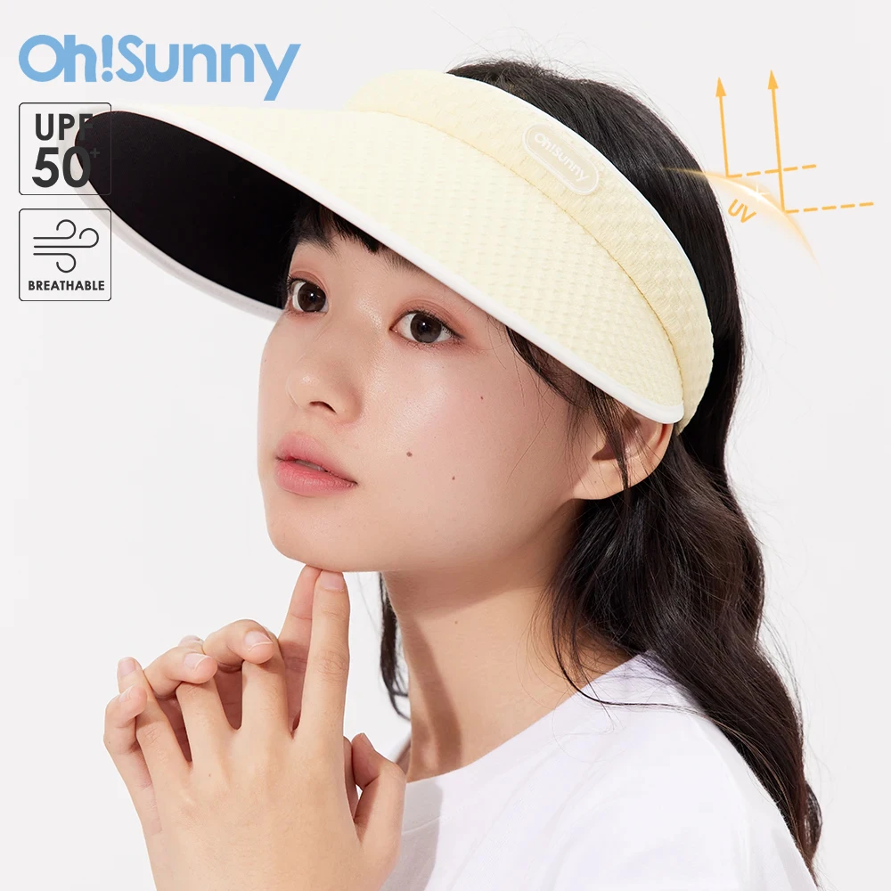 

Ohsunny Summer Baseball Cap 2023 New Fashion Outdoor Anti-UV UPF50+ Empty Top Big Brim UV Protection Ice Cube Texture Golf Hat