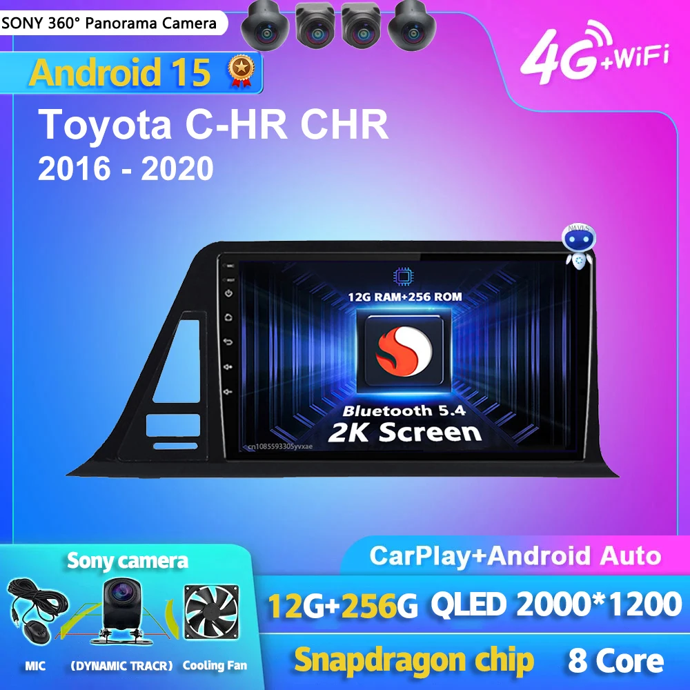 Android 16 Carplay Auto Screen Car Radio Multimedia Player For Toyota C-HR CHR 2016-2020 Right Hand Driver Stereo 2din Head Unit