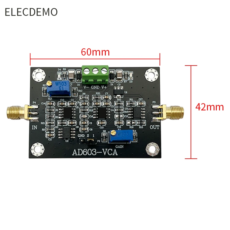 Moduł wzmacniacza o zmiennym wzmocnieniu VCA, szeroka pasmo przenoszenia, zakres wzmocnienia od -20 do 60 dB, ręczne lub programowalne sterowanie za pomocą DAC, DIY AD603 — zdjęcie produktu 5