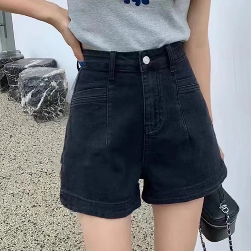 

High Waist Slimming A-Line Denim Shorts Women's High Elasticity Washed Jeans Casual Spring Summer New Style Hot Pants
