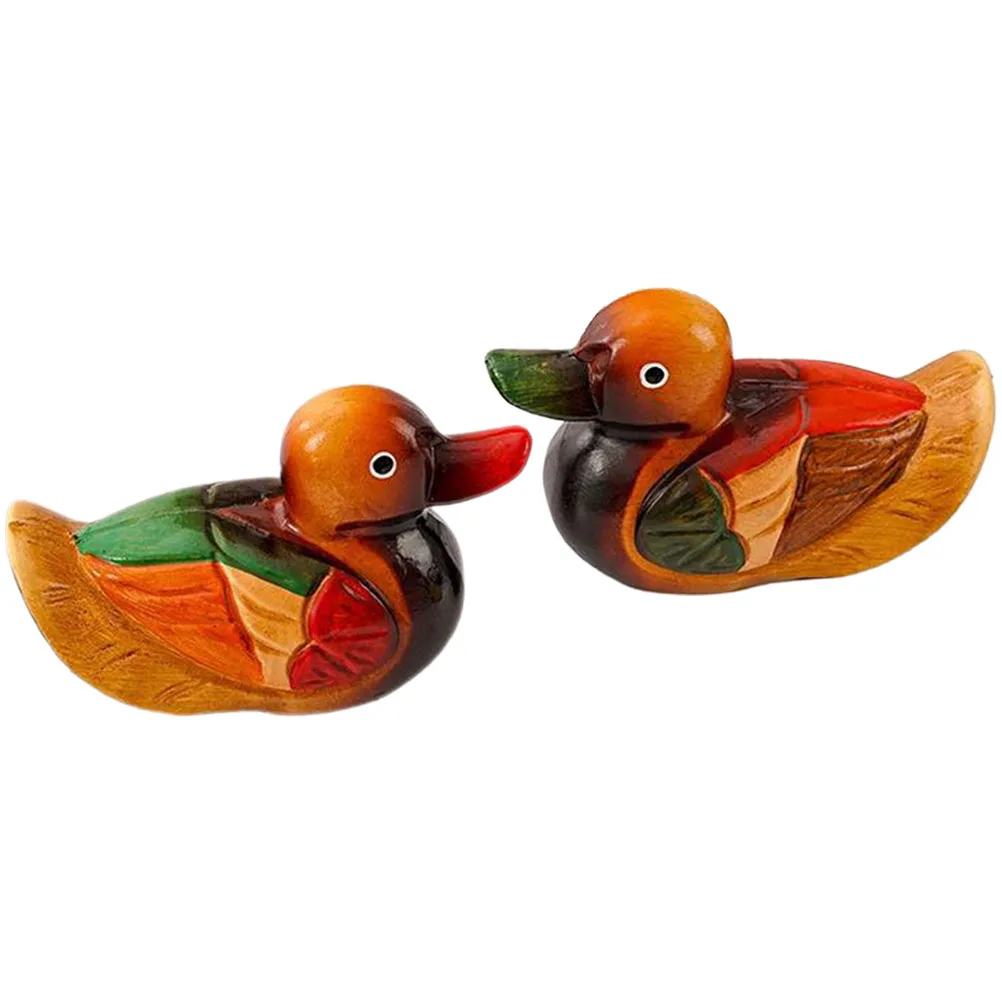

Duck Decoration Wooden Figurine Vintage Couple Sculptures for Bedroom Wedding Home Living Ducks Decor Ornament