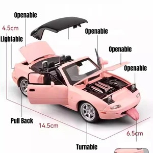 MAZDA MX-5 Miniature Diecast Car Model, Roadster toy, Sound and Light Doors, Openable Collection, Children's Gift, Boy, Child, 1:32 12 Main Miniature Carrier Sales - №5