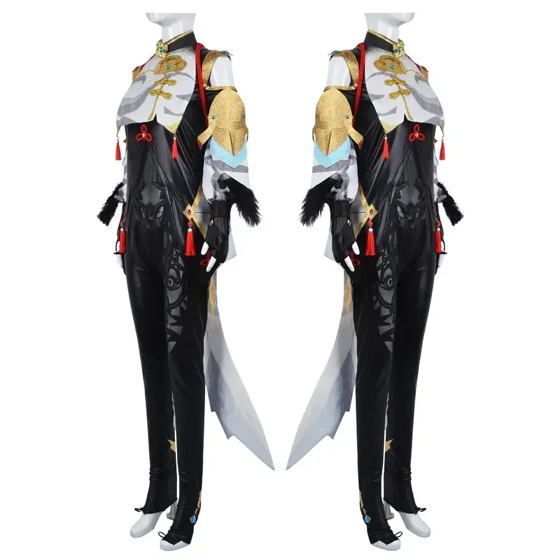 Genshin Impact Shenhe Cosplay Costume Central Cut-Out Design ShenHe Cosplay Wig Heat Resistant Shen He Jumpsuit  Cosplay